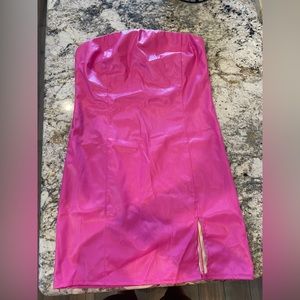 Hot pink leather dress